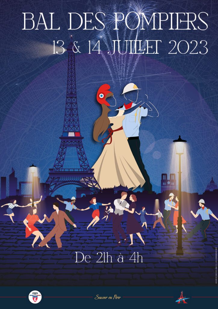 Affiche officielle du bal des Pompiers de paris 2023